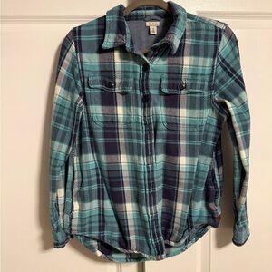 L.L. Bean Teal and Navy Plaid Shirt